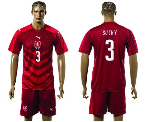 Czech #3 Suchy Red Home Soccer Country Jersey